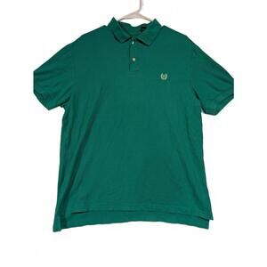 Chaps Classic Collared Polo Shirt Green Mens Large 100% Cotton